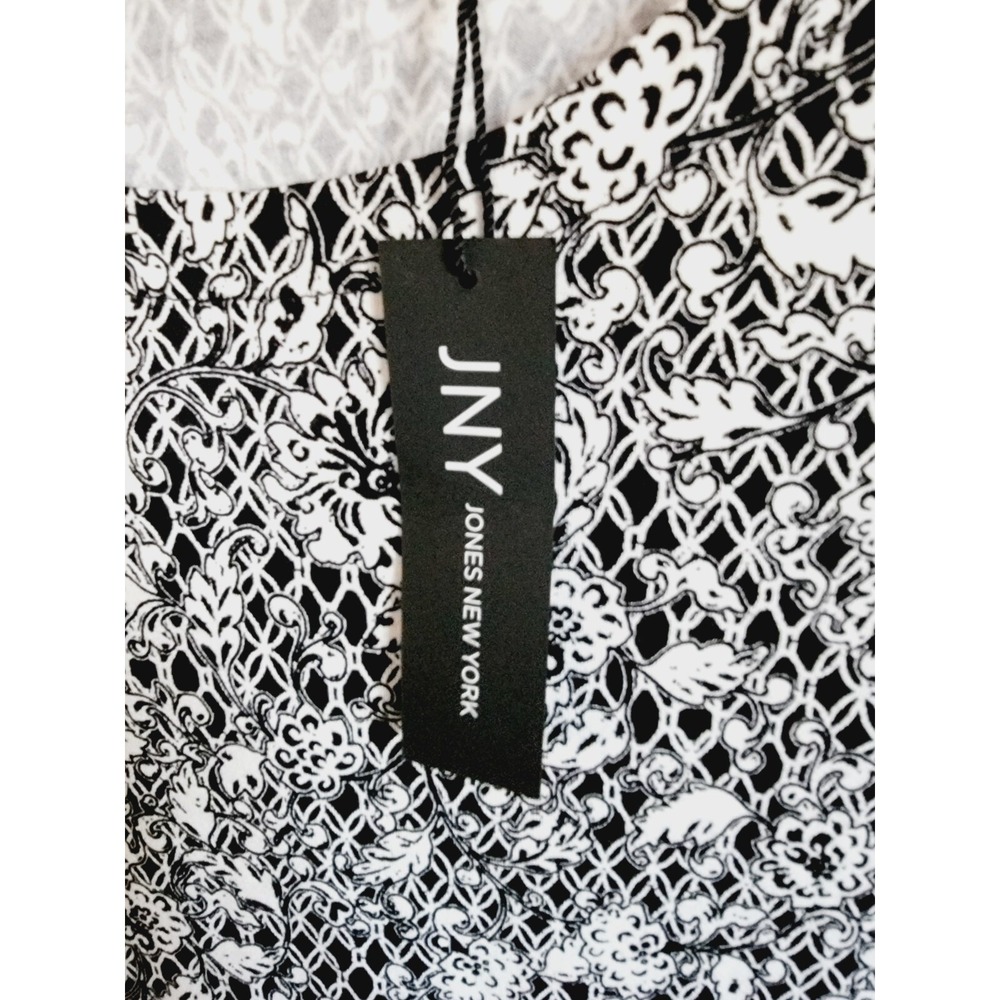 Jones New York JNY 1X Top Paisley Floral Black White Tunic 3/4 Sleeve NWT - Picture 7 of 10